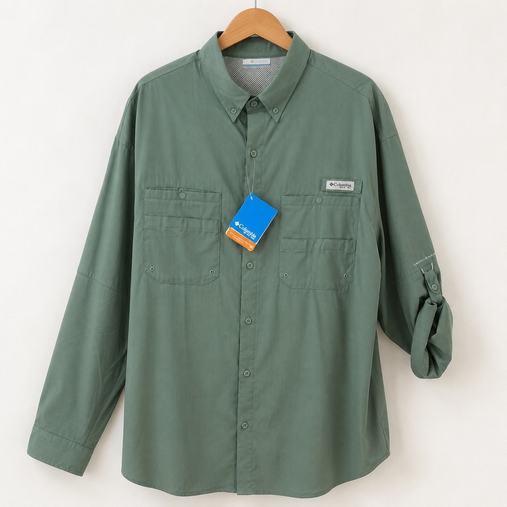 NWT Columbia Gorpcore PFG Tamiami II Fishing Shirt Mens XXL Sage Green Hiking
